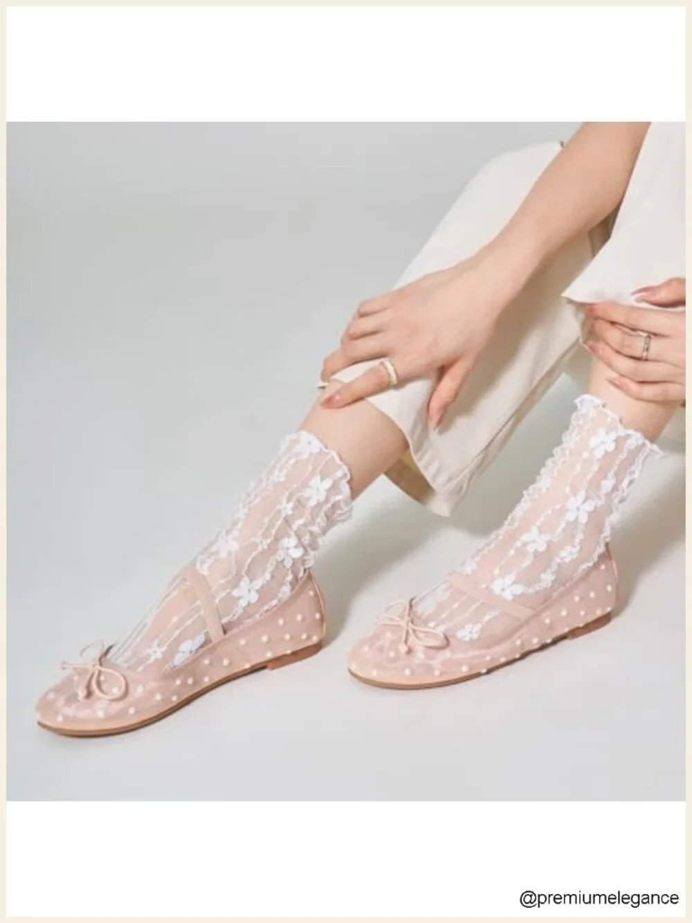 Mary Jane Flats with Bowknot and Pearl Embellishments